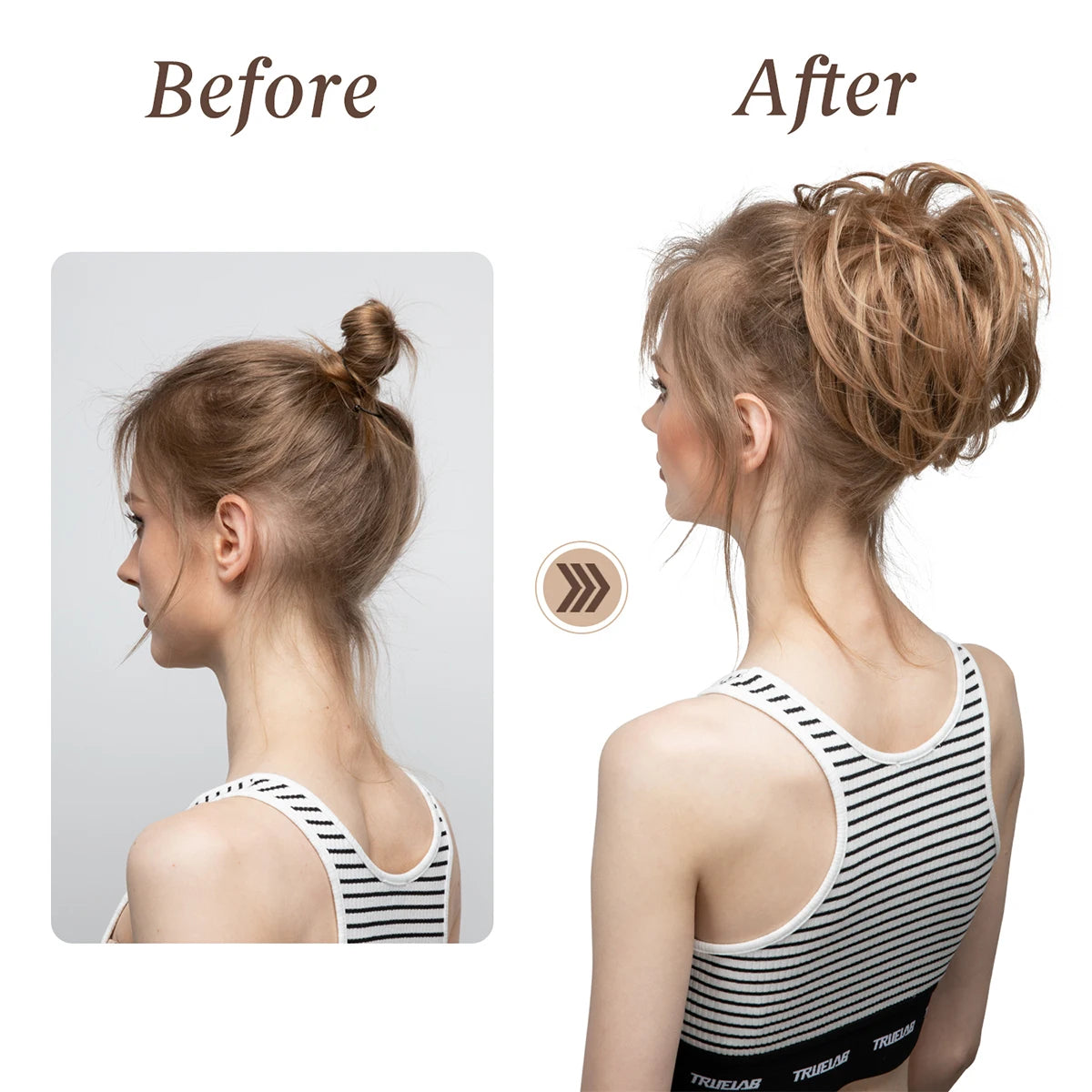 Synthetic Elastic Messy Bun Fake Hair Chignon Curly Scrunchie Updo Donut Hairpieces Bands Bundle Tail Blonde Hair For Women - MONA HAIR 