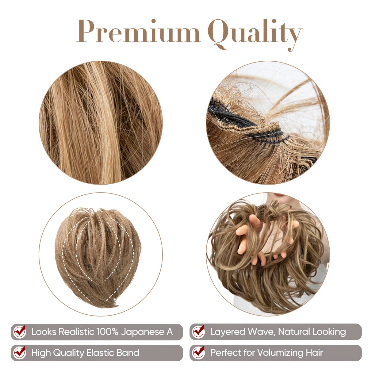 Synthetic Elastic Messy Bun Fake Hair Chignon Curly Scrunchie Updo Donut Hairpieces Bands Bundle Tail Blonde Hair For Women - MONA HAIR 