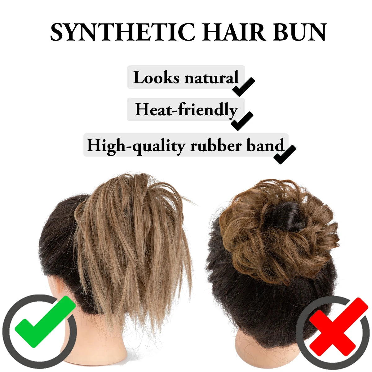 MONA Fake Hair Messy Bun Chignon Elastic Flexible Band Scrunchy Scrunchie Curly Hairpiece Synthetic Extension - MONA HAIR 
