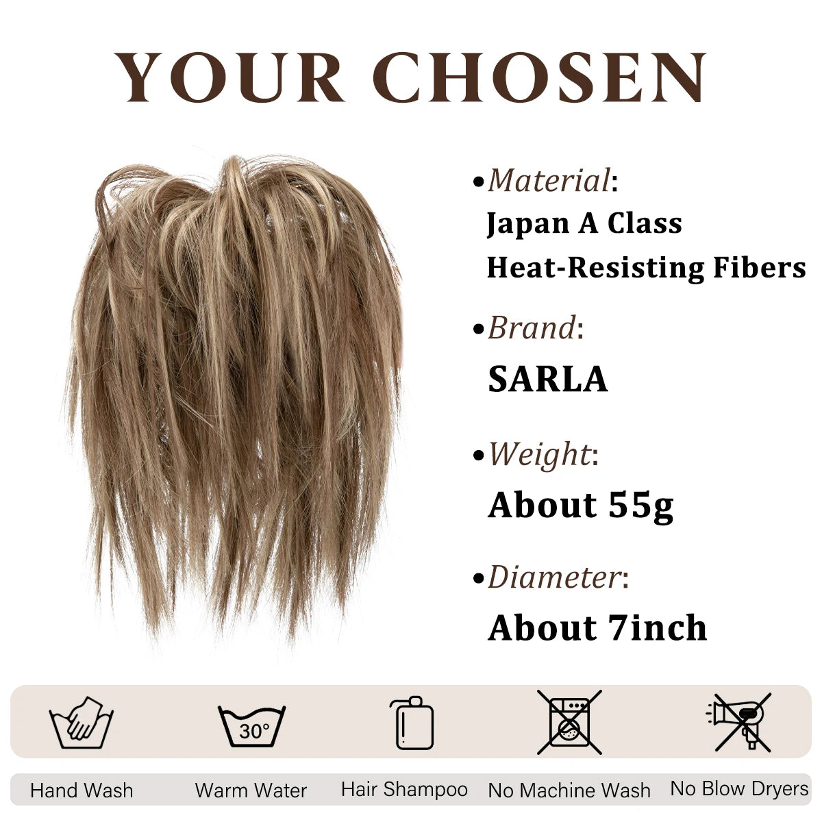 MONA Fake Hair Messy Bun Chignon Elastic Flexible Band Scrunchy Scrunchie Curly Hairpiece Synthetic Extension - MONA HAIR 