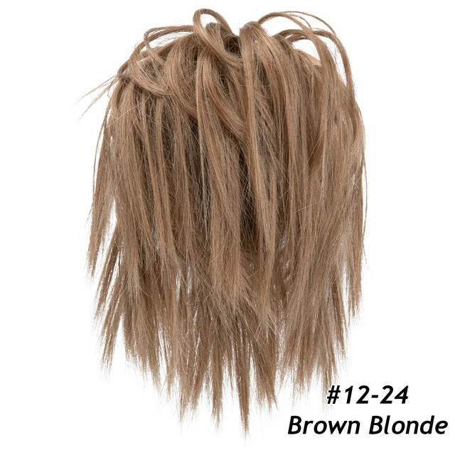 Synthetic Messy Bun Fake Hair Curly Donut Scrunchie Chignon Updo Hairpieces  Bands Bundle Tail Elastic Blonde Hair For Women - MONA HAIR 