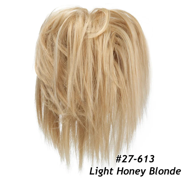 Synthetic Messy Bun Fake Hair Curly Donut Scrunchie Chignon Updo Hairpieces  Bands Bundle Tail Elastic Blonde Hair For Women - MONA HAIR 