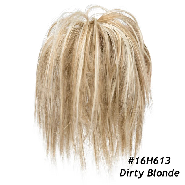 Synthetic Messy Bun Fake Hair Curly Donut Scrunchie Chignon Updo Hairpieces  Bands Bundle Tail Elastic Blonde Hair For Women - MONA HAIR 