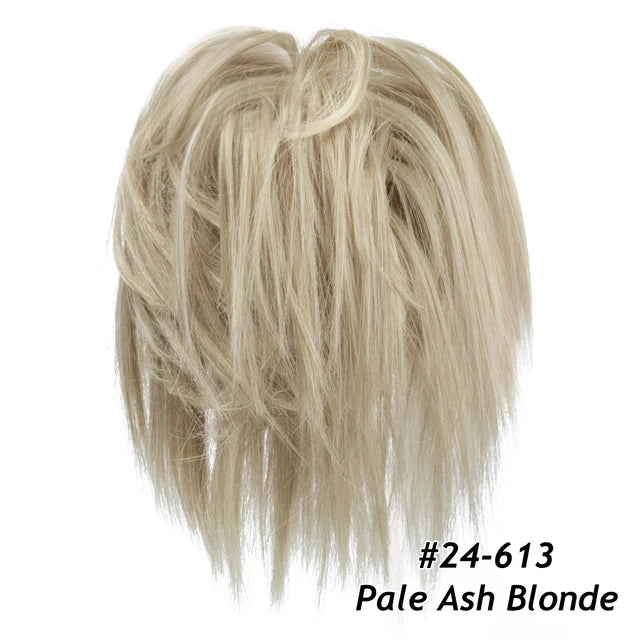 Synthetic Messy Bun Fake Hair Curly Donut Scrunchie Chignon Updo Hairpieces  Bands Bundle Tail Elastic Blonde Hair For Women - MONA HAIR 