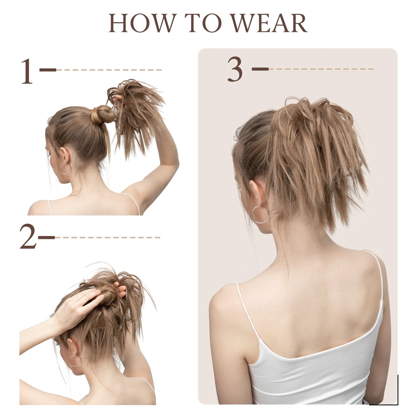 Synthetic Messy Bun Fake Hair Curly Donut Scrunchie Chignon Updo Hairpieces  Bands Bundle Tail Elastic Blonde Hair For Women - MONA HAIR 