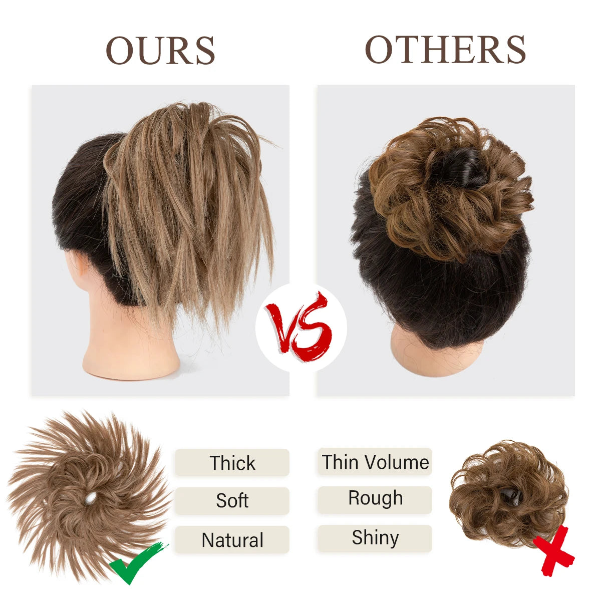 Synthetic Messy Bun Fake Hair Curly Donut Scrunchie Chignon Updo Hairpieces  Bands Bundle Tail Elastic Blonde Hair For Women - MONA HAIR 