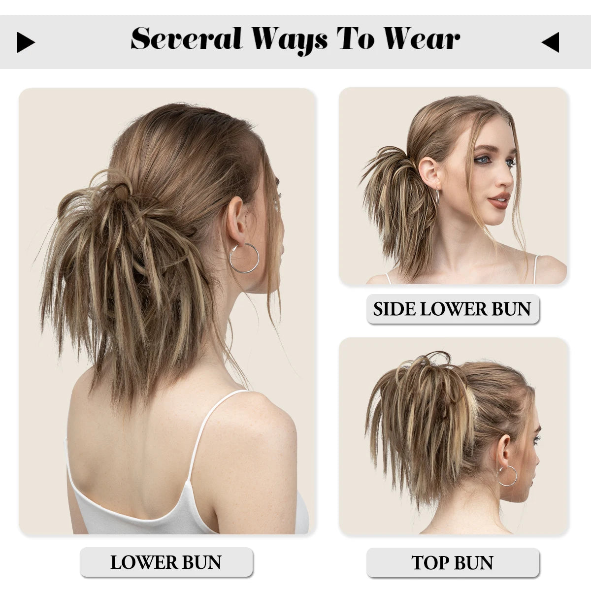Synthetic Messy Bun Fake Hair Curly Donut Scrunchie Chignon Updo Hairpieces  Bands Bundle Tail Elastic Blonde Hair For Women - MONA HAIR 