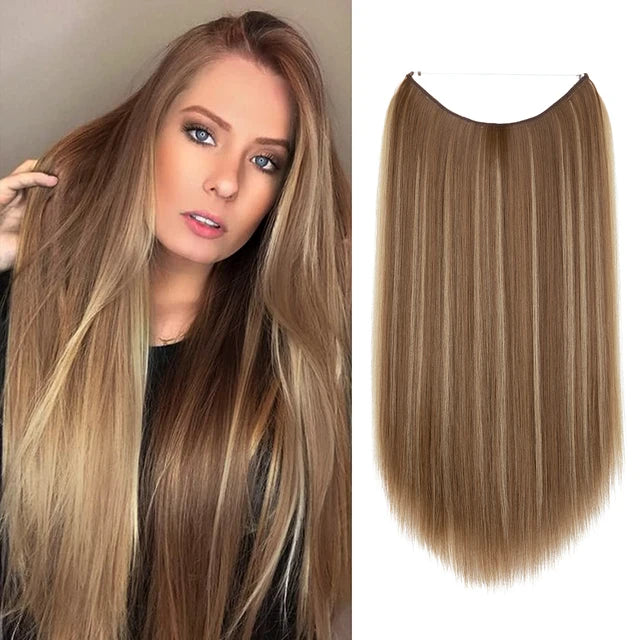 MONA PREMIUM QUALITY No Clip Hair Extension Ombre high quality synthetics  Long Short Straight Hairpiece Blonde For Women - MONA HAIR 