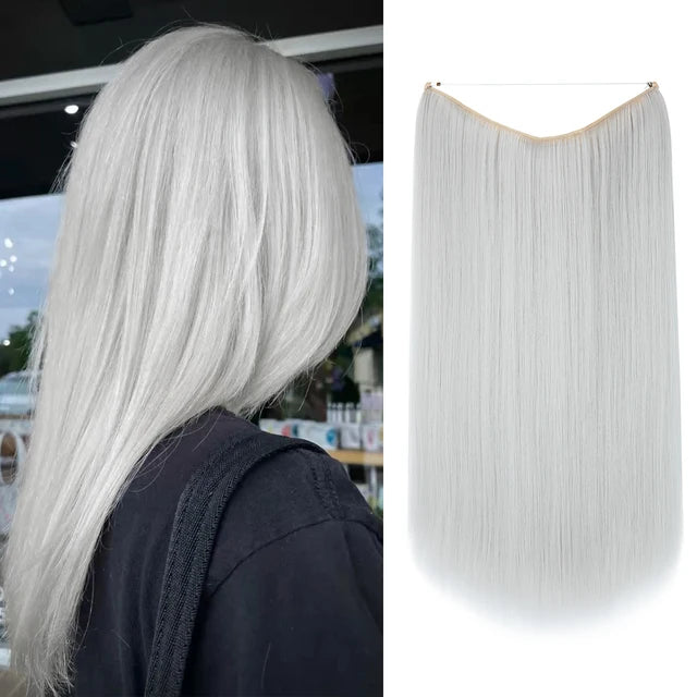 MONA PREMIUM QUALITY No Clip Hair Extension Ombre high quality synthetics  Long Short Straight Hairpiece Blonde For Women - MONA HAIR 