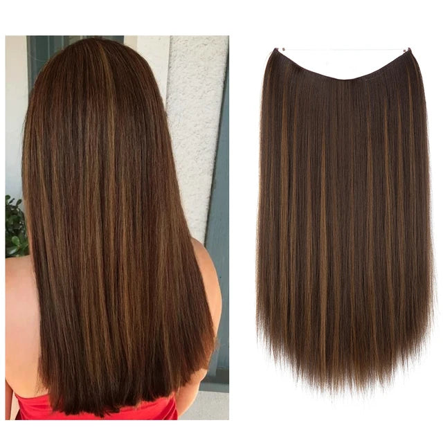 MONA PREMIUM QUALITY No Clip Hair Extension Ombre high quality synthetics  Long Short Straight Hairpiece Blonde For Women - MONA HAIR 