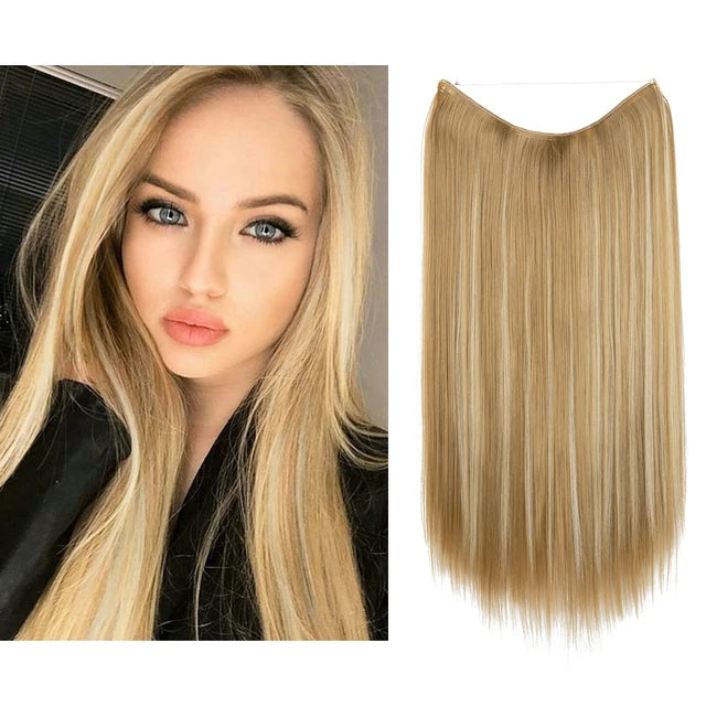 MONA PREMIUM QUALITY No Clip Hair Extension Ombre high quality synthetics  Long Short Straight Hairpiece Blonde For Women - MONA HAIR 