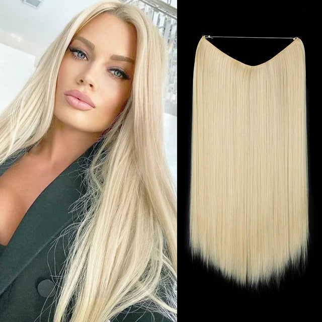 MONA PREMIUM QUALITY No Clip Hair Extension Ombre high quality synthetics  Long Short Straight Hairpiece Blonde For Women - MONA HAIR 
