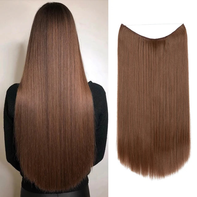 MONA PREMIUM QUALITY No Clip Hair Extension Ombre high quality synthetics  Long Short Straight Hairpiece Blonde For Women - MONA HAIR 