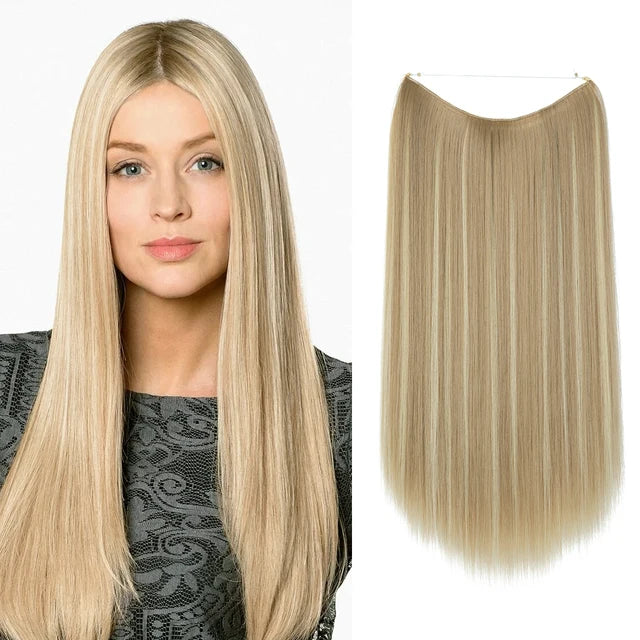 MONA PREMIUM QUALITY No Clip Hair Extension Ombre high quality synthetics  Long Short Straight Hairpiece Blonde For Women - MONA HAIR 