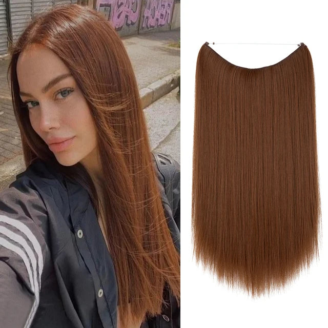 MONA PREMIUM QUALITY No Clip Hair Extension Ombre high quality synthetics  Long Short Straight Hairpiece Blonde For Women - MONA HAIR 