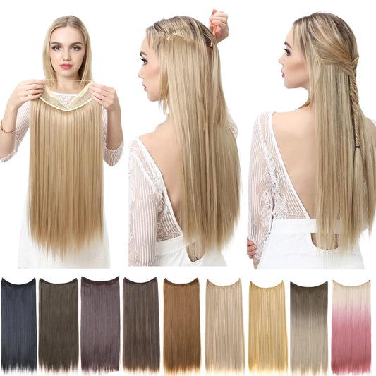 MONA PREMIUM QUALITY No Clip Hair Extension Ombre high quality synthetics  Long Short Straight Hairpiece Blonde For Women - MONA HAIR 