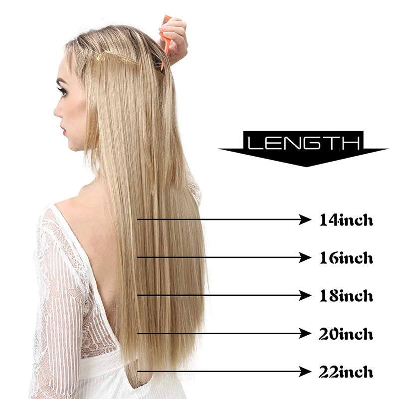 MONA PREMIUM QUALITY No Clip Hair Extension Ombre high quality synthetics  Long Short Straight Hairpiece Blonde For Women - MONA HAIR 