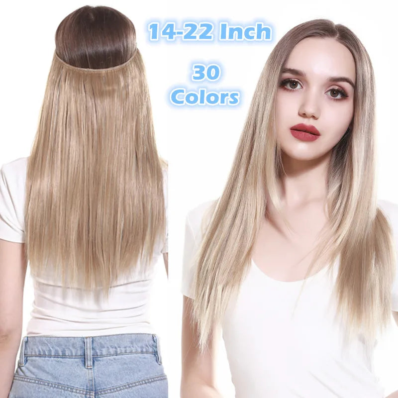 MONA PREMIUM QUALITY No Clip Hair Extension Ombre high quality synthetics  Long Short Straight Hairpiece Blonde For Women - MONA HAIR 