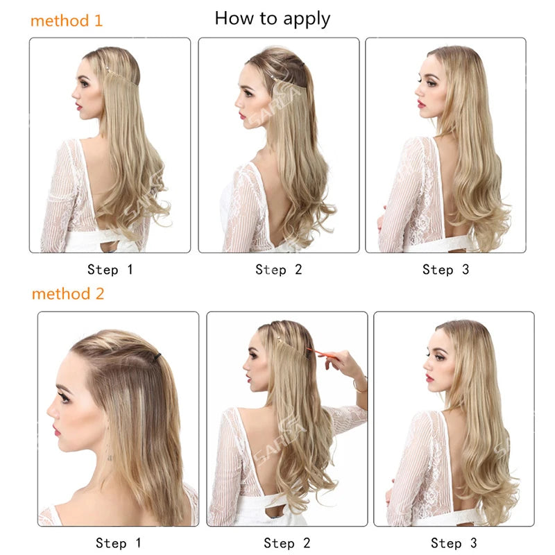 MONA PREMIUM QUALITY No Clip Hair Extension Ombre high quality synthetics  Long Short Straight Hairpiece Blonde For Women - MONA HAIR 