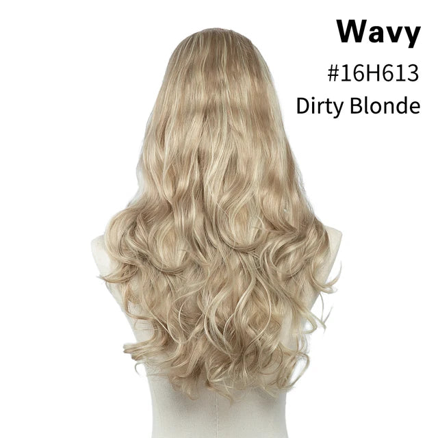 MONA PREMIUM QUALITY HAIR Wavy U Part Wigs for Women  Clip in Hair Extension Invisible Half False Wig Long Blonde Black Natural Hairpieces - MONA HAIR 