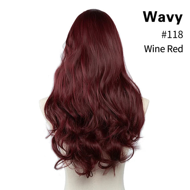 MONA PREMIUM QUALITY HAIR Wavy U Part Wigs for Women  Clip in Hair Extension Invisible Half False Wig Long Blonde Black Natural Hairpieces - MONA HAIR 