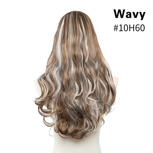 MONA PREMIUM QUALITY HAIR Wavy U Part Wigs for Women  Clip in Hair Extension Invisible Half False Wig Long Blonde Black Natural Hairpieces - MONA HAIR 