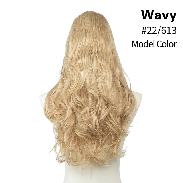 MONA PREMIUM QUALITY HAIR Wavy U Part Wigs for Women  Clip in Hair Extension Invisible Half False Wig Long Blonde Black Natural Hairpieces - MONA HAIR 