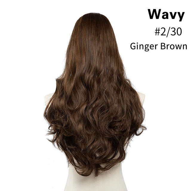 MONA PREMIUM QUALITY HAIR Wavy U Part Wigs for Women  Clip in Hair Extension Invisible Half False Wig Long Blonde Black Natural Hairpieces - MONA HAIR 