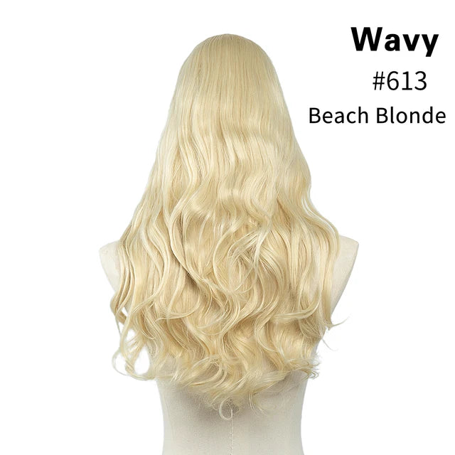 MONA PREMIUM QUALITY HAIR Wavy U Part Wigs for Women  Clip in Hair Extension Invisible Half False Wig Long Blonde Black Natural Hairpieces - MONA HAIR 