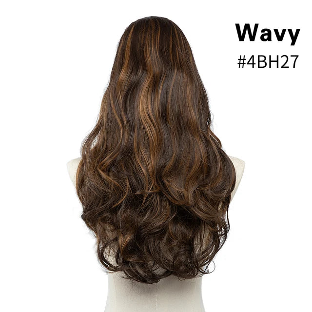 MONA PREMIUM QUALITY HAIR Wavy U Part Wigs for Women  Clip in Hair Extension Invisible Half False Wig Long Blonde Black Natural Hairpieces - MONA HAIR 