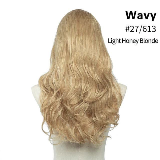 MONA PREMIUM QUALITY HAIR Wavy U Part Wigs for Women  Clip in Hair Extension Invisible Half False Wig Long Blonde Black Natural Hairpieces - MONA HAIR 