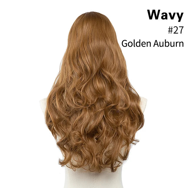 MONA PREMIUM QUALITY HAIR Wavy U Part Wigs for Women  Clip in Hair Extension Invisible Half False Wig Long Blonde Black Natural Hairpieces - MONA HAIR 