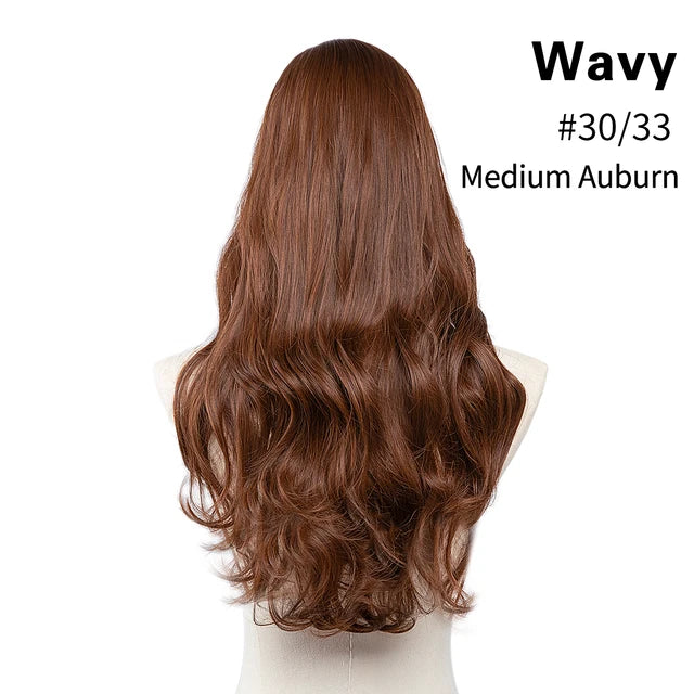 MONA PREMIUM QUALITY HAIR Wavy U Part Wigs for Women  Clip in Hair Extension Invisible Half False Wig Long Blonde Black Natural Hairpieces - MONA HAIR 