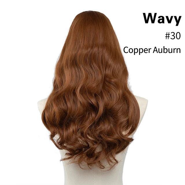 MONA PREMIUM QUALITY HAIR Wavy U Part Wigs for Women  Clip in Hair Extension Invisible Half False Wig Long Blonde Black Natural Hairpieces - MONA HAIR 