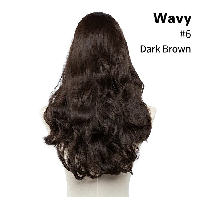 MONA PREMIUM QUALITY HAIR Wavy U Part Wigs for Women  Clip in Hair Extension Invisible Half False Wig Long Blonde Black Natural Hairpieces - MONA HAIR 