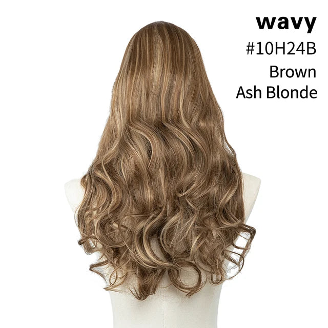 MONA PREMIUM QUALITY HAIR Wavy U Part Wigs for Women  Clip in Hair Extension Invisible Half False Wig Long Blonde Black Natural Hairpieces - MONA HAIR 