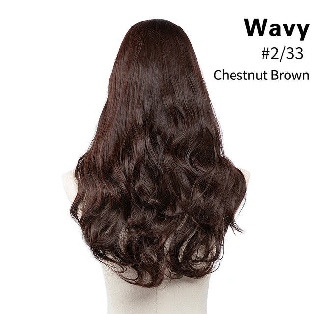 MONA PREMIUM QUALITY HAIR Wavy U Part Wigs for Women  Clip in Hair Extension Invisible Half False Wig Long Blonde Black Natural Hairpieces - MONA HAIR 