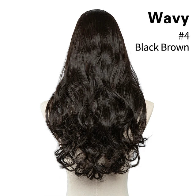 MONA PREMIUM QUALITY HAIR Wavy U Part Wigs for Women  Clip in Hair Extension Invisible Half False Wig Long Blonde Black Natural Hairpieces - MONA HAIR 