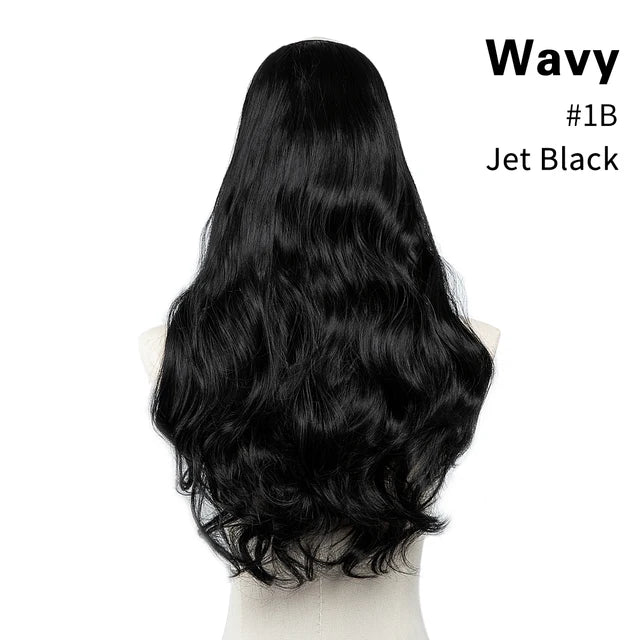 MONA PREMIUM QUALITY HAIR Wavy U Part Wigs for Women  Clip in Hair Extension Invisible Half False Wig Long Blonde Black Natural Hairpieces - MONA HAIR 