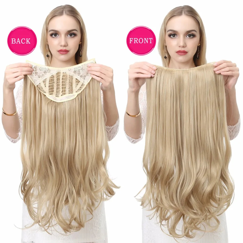 MONA PREMIUM QUALITY HAIR Wavy U Part Wigs for Women  Clip in Hair Extension Invisible Half False Wig Long Blonde Black Natural Hairpieces - MONA HAIR 