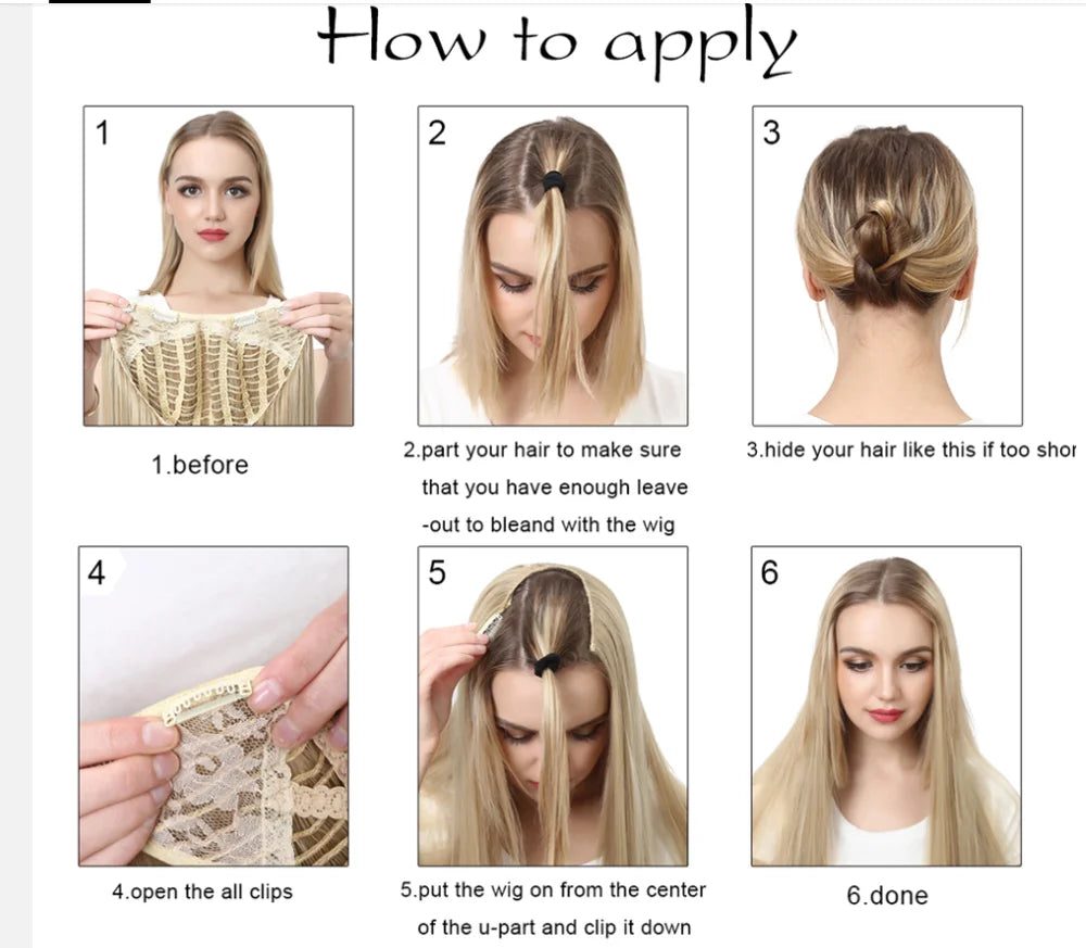MONA PREMIUM QUALITY HAIR Wavy U Part Wigs for Women  Clip in Hair Extension Invisible Half False Wig Long Blonde Black Natural Hairpieces - MONA HAIR 